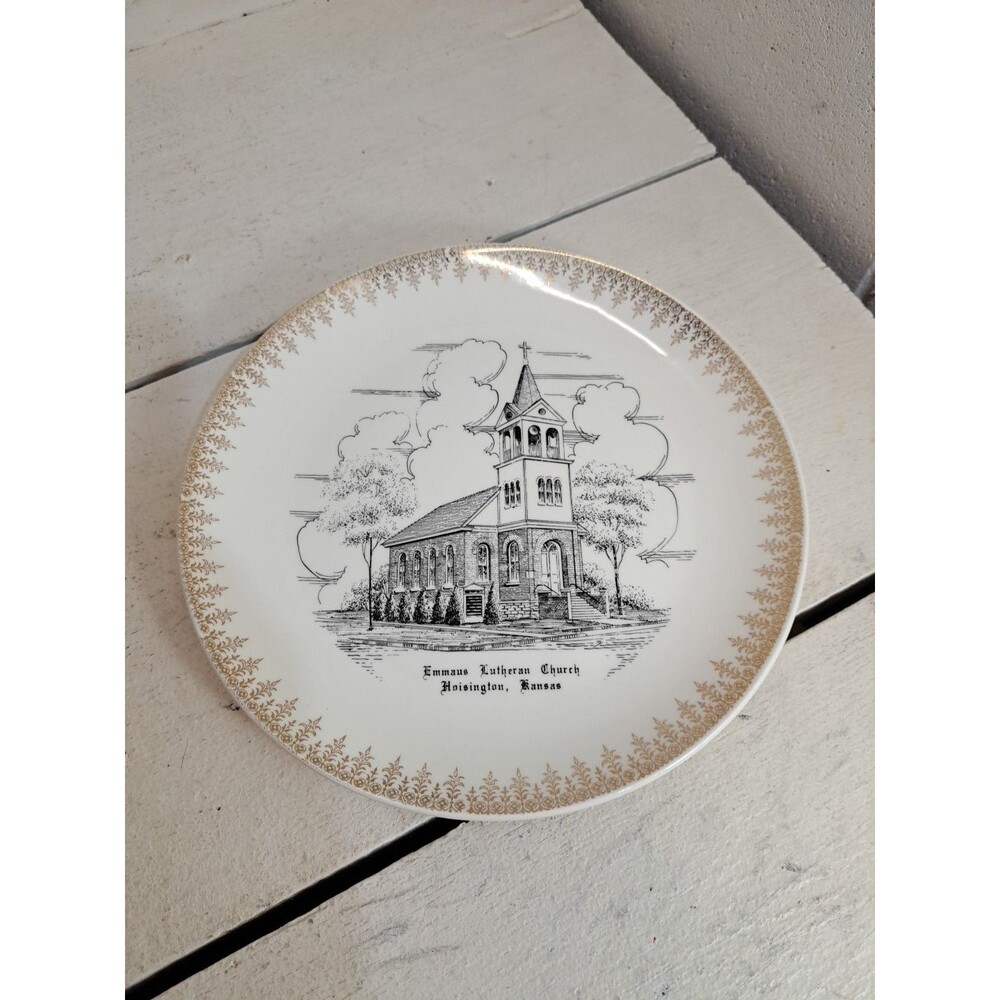 World Wide Art‎ Studio VTG plate Of Emmaus Lutheran Church Hosingtin Kansas